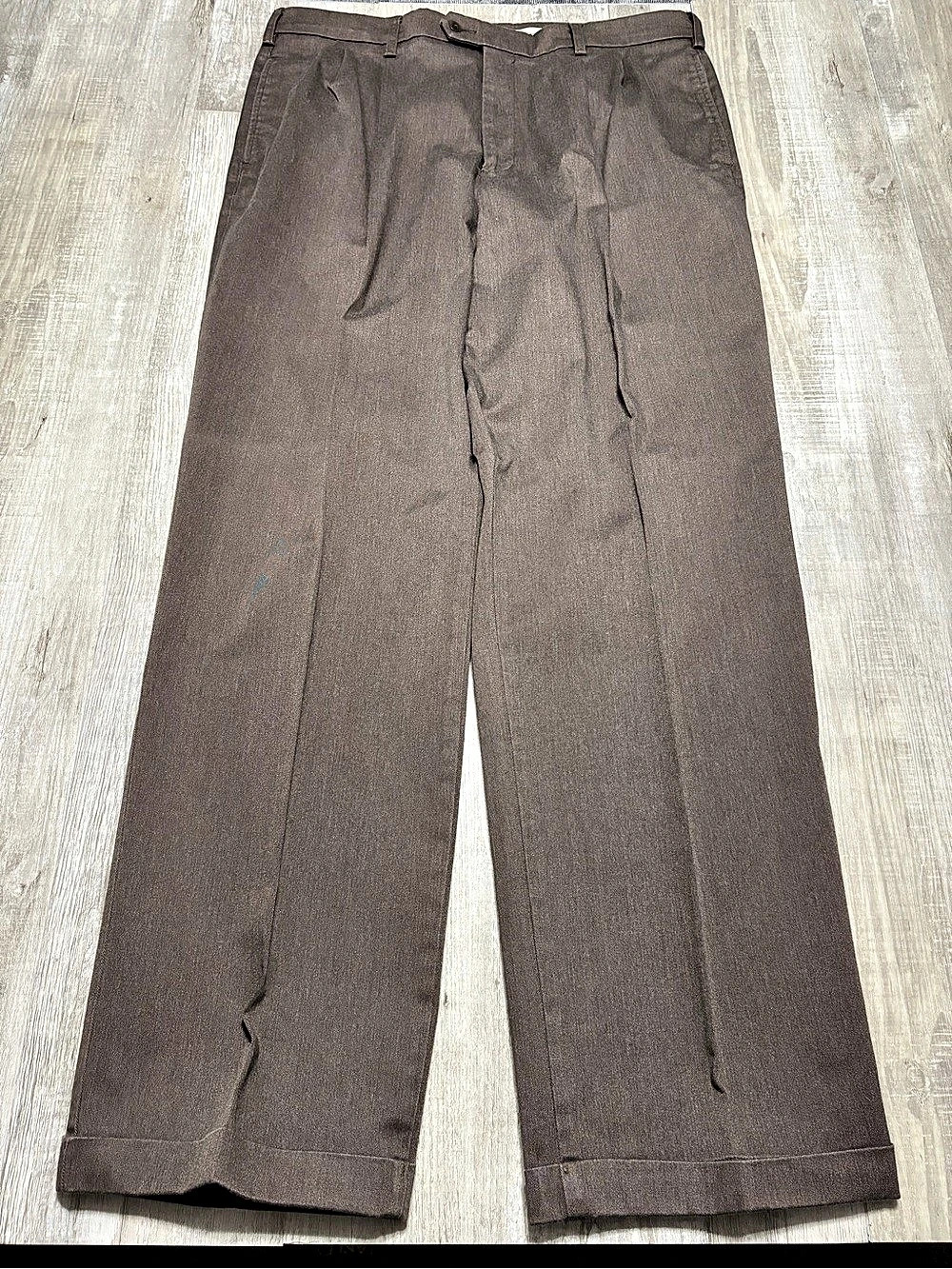 Savane Comfort Plus Pleated Cuffed Brown Dress Pants